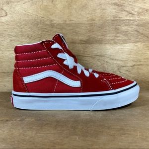 Vans Off The Wall Sk8-Hi Racing Red Suede White Youth SZ 13.5 Lace-Up Sneakers